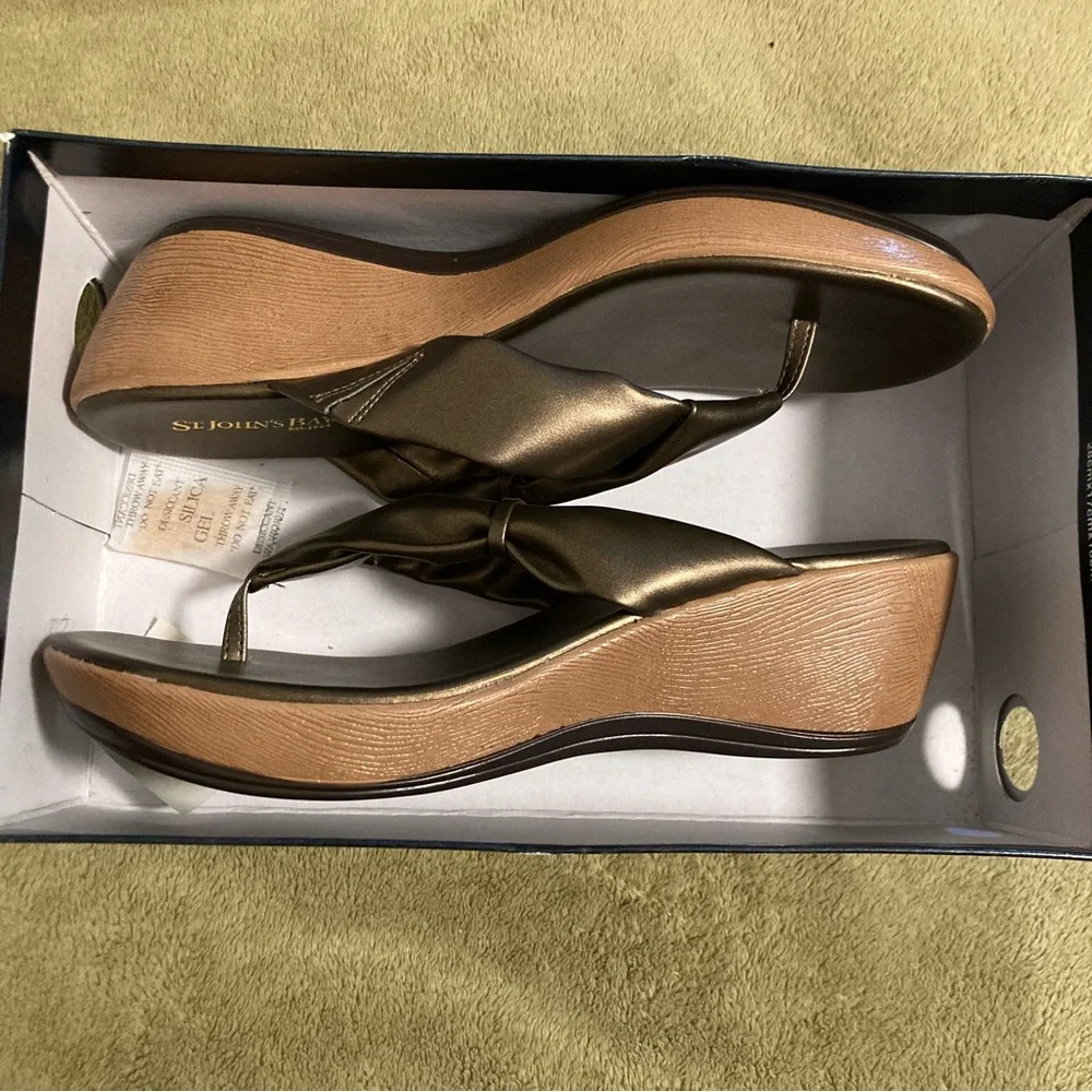 NIB St. John's Bay Kauai Vintage 80s 90s Sandals Brown Women's Size 8.5M